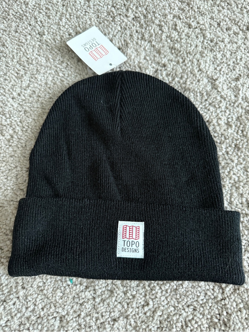 Topo Designs Black Fold-Over Knit Beanie